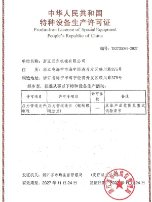 Licença de Produção de Flange de Tubulação de Pressão